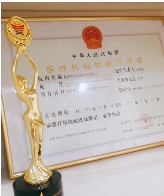 成都美瑟醫(yī)療美容診所證書