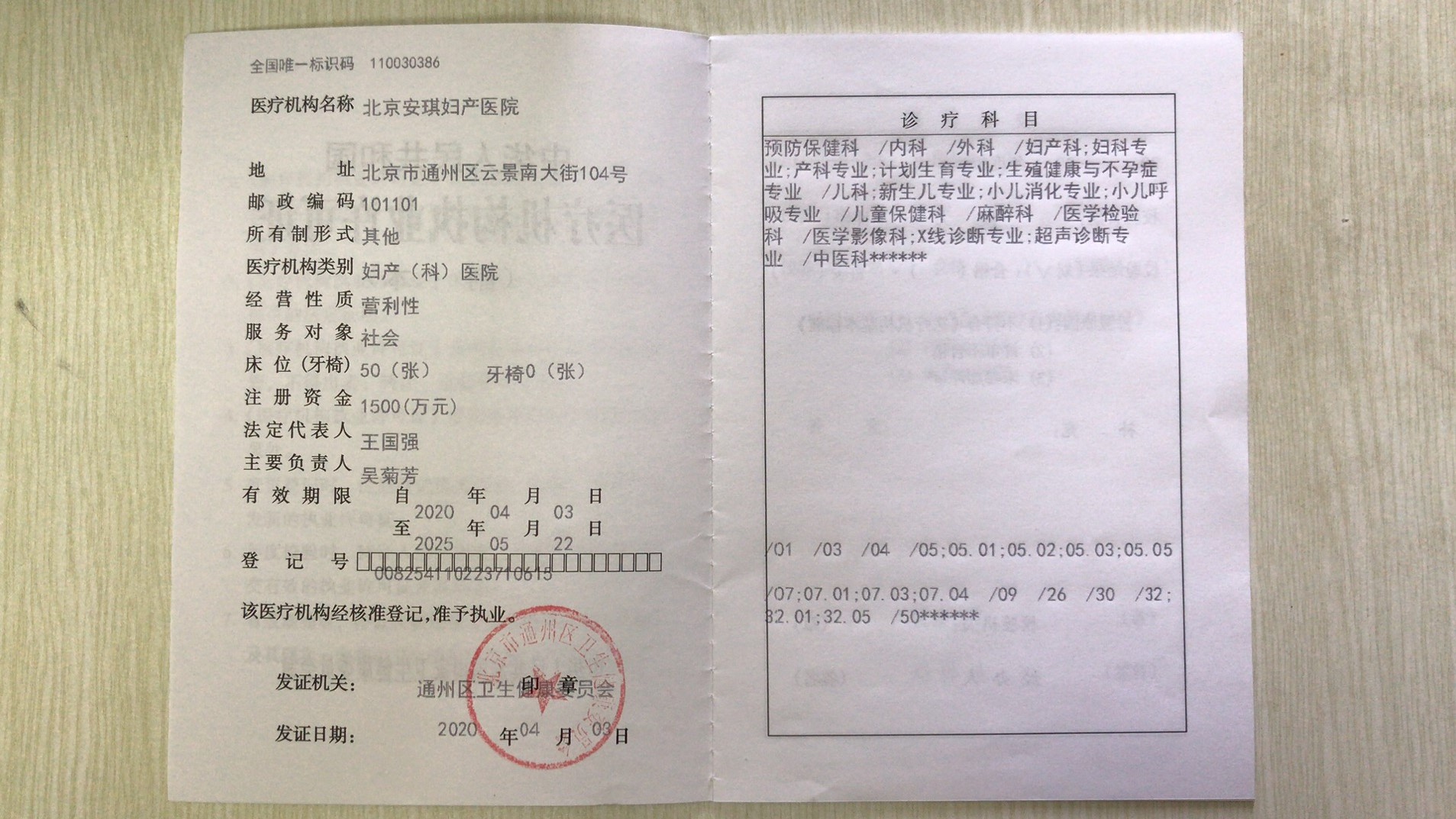 醫(yī)療許可證