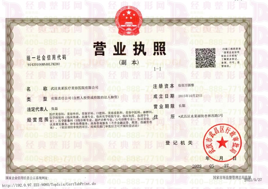 武漢美萊營業執照