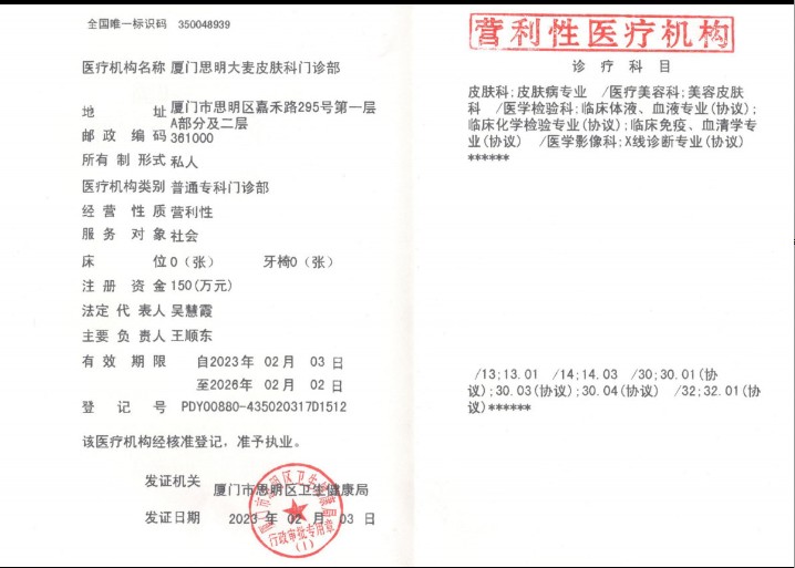 醫療機構執業許可證